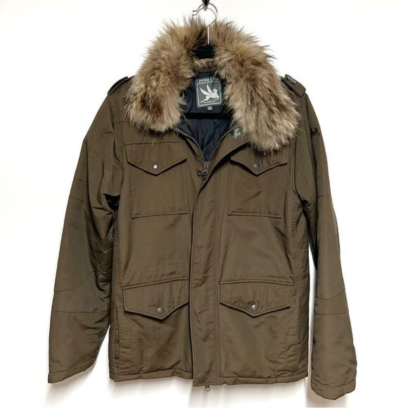 Spiewak and Sons Brown Field Jacket Coyote Fur Collar Mens S Womens - Picture 1 of 10